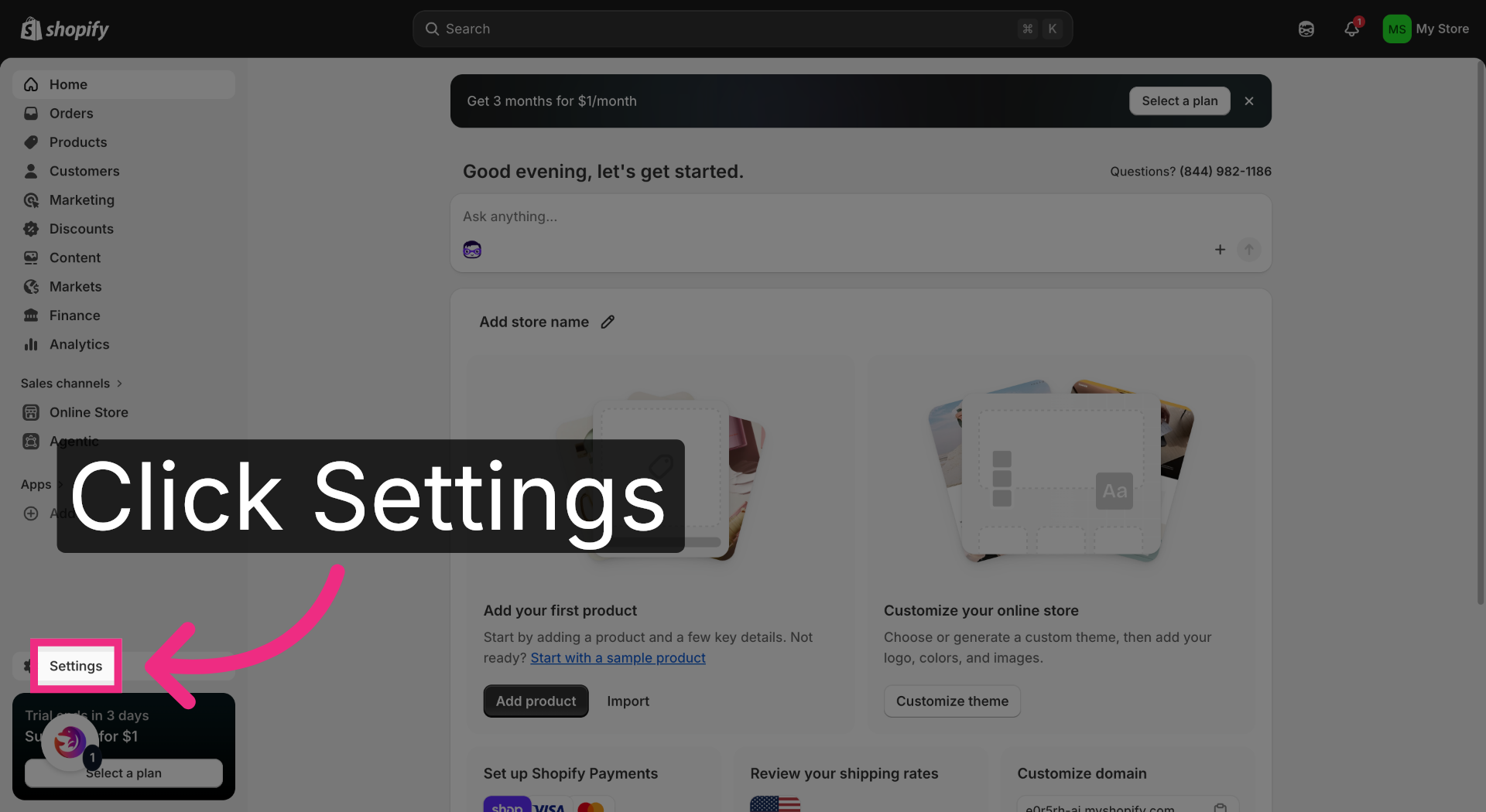 Open Shopify Settings