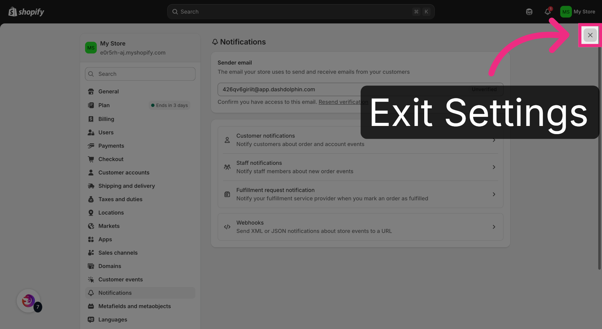 Exist Settings