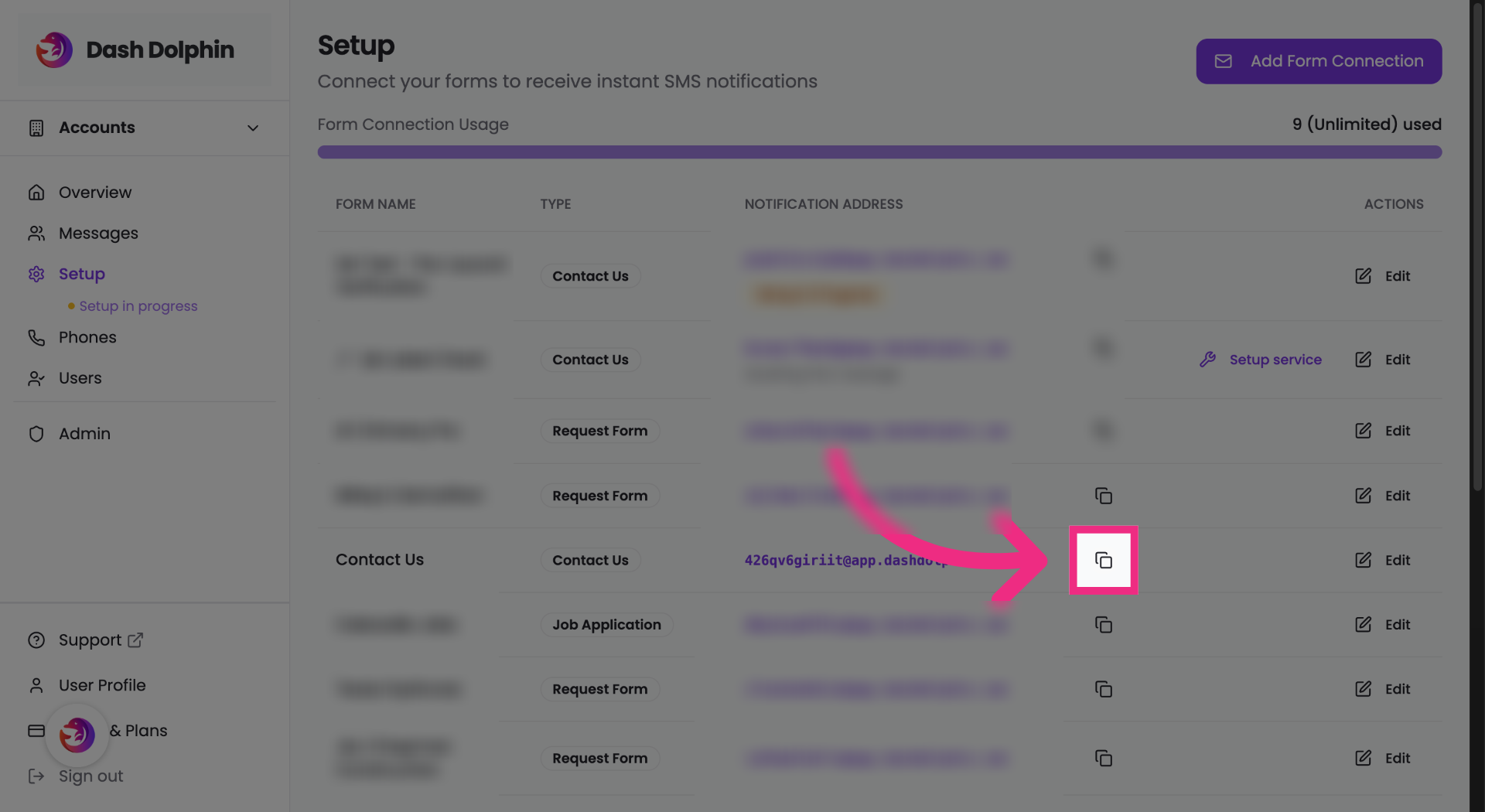 Copy Notification Email Address