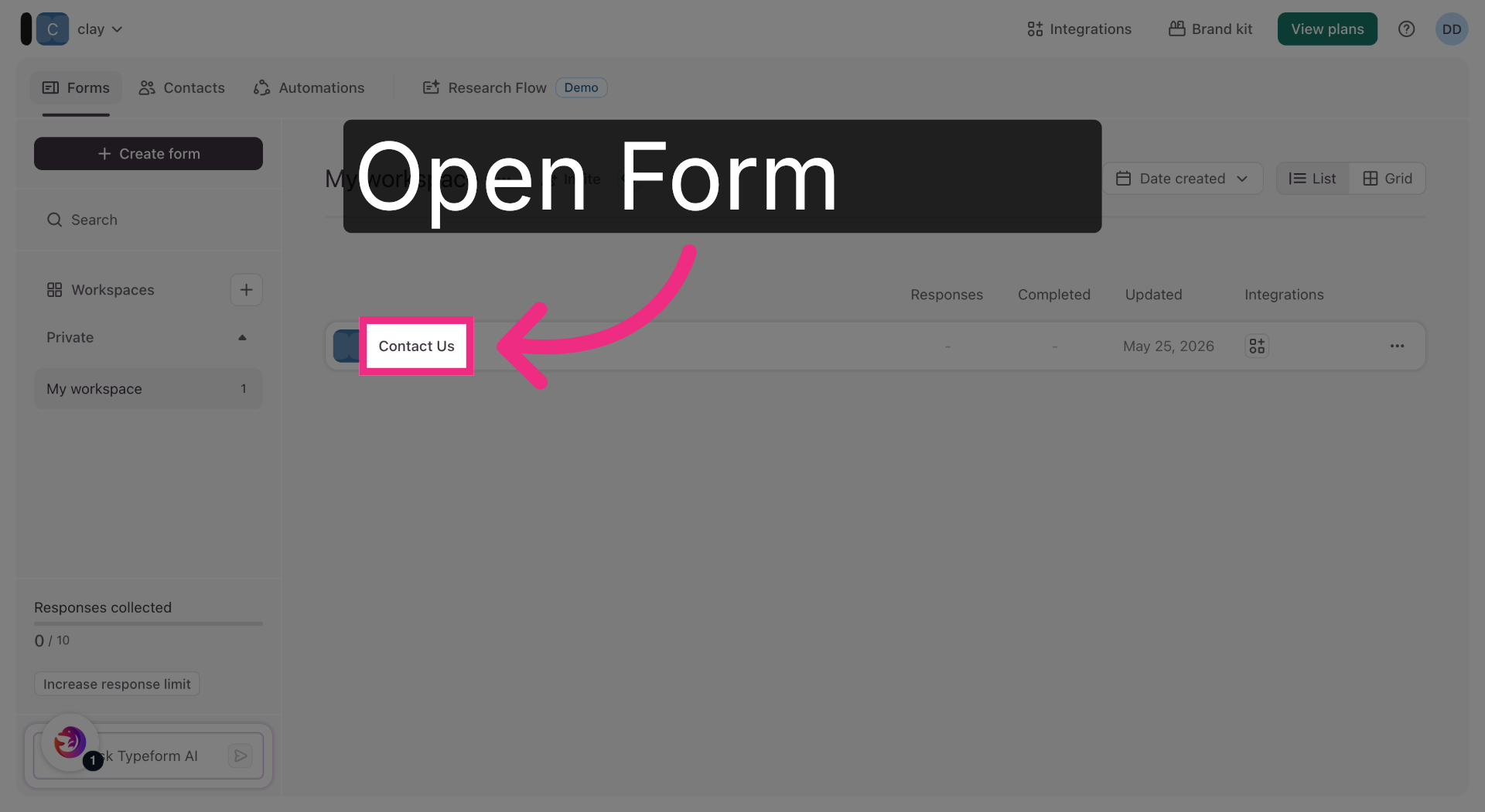 Open Contact Us Form