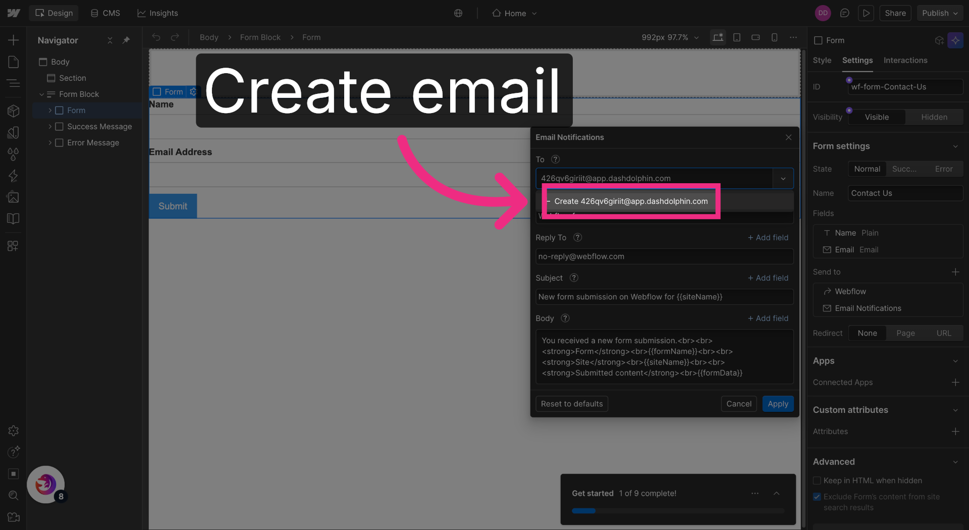 Create Email Notification