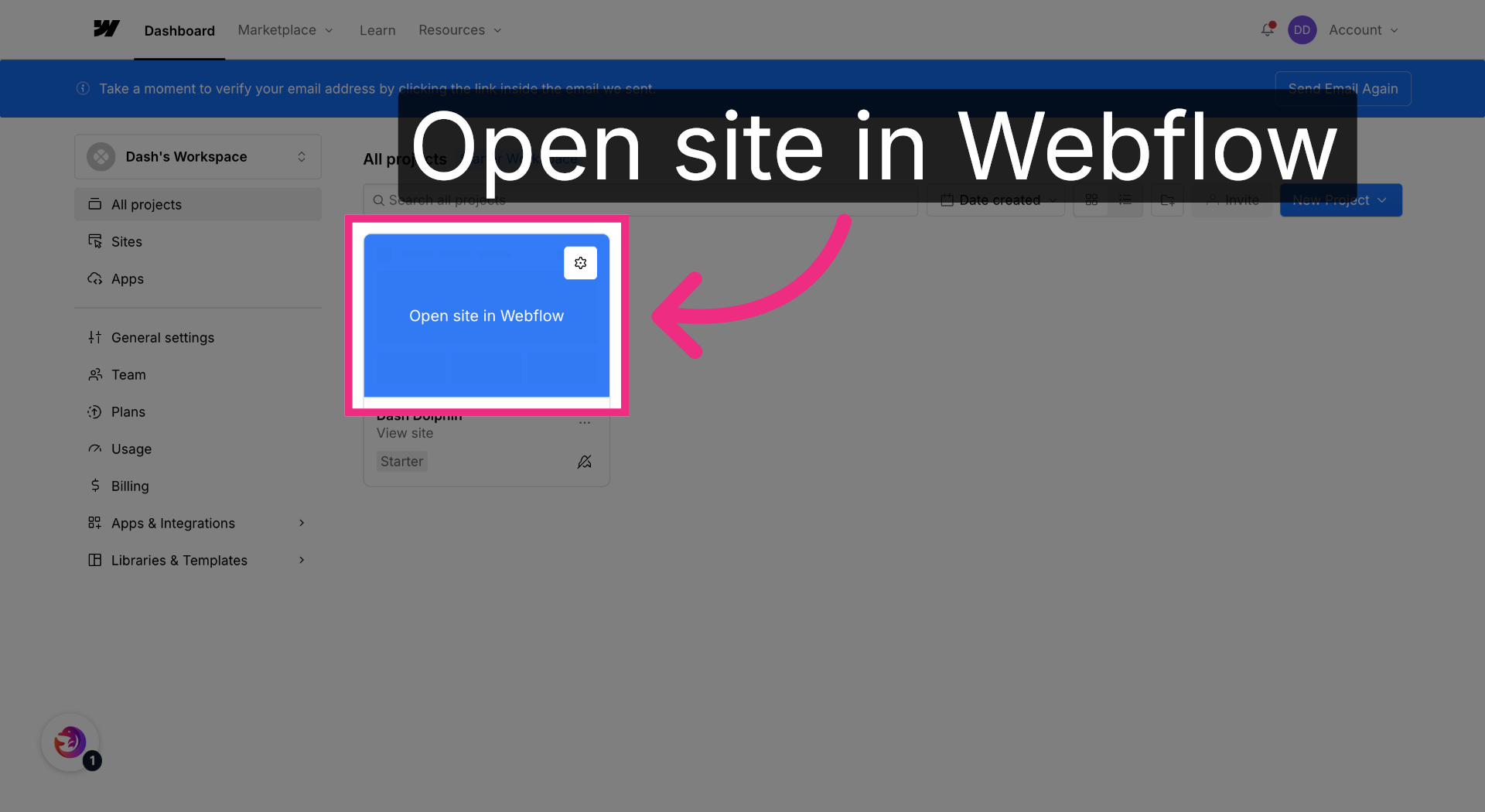 Open Site in Webflow