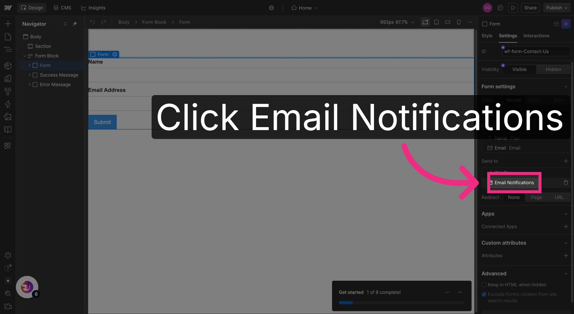Access Email Notifications