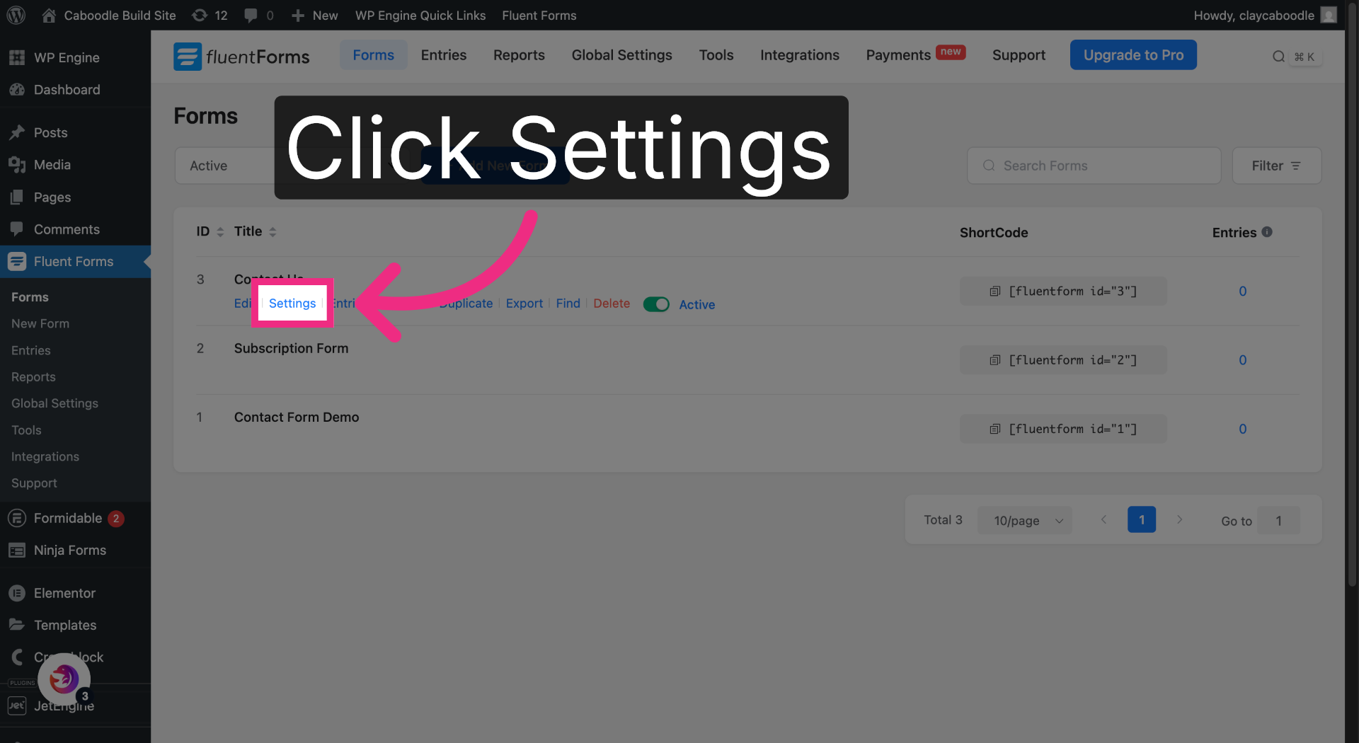 Access Form Settings