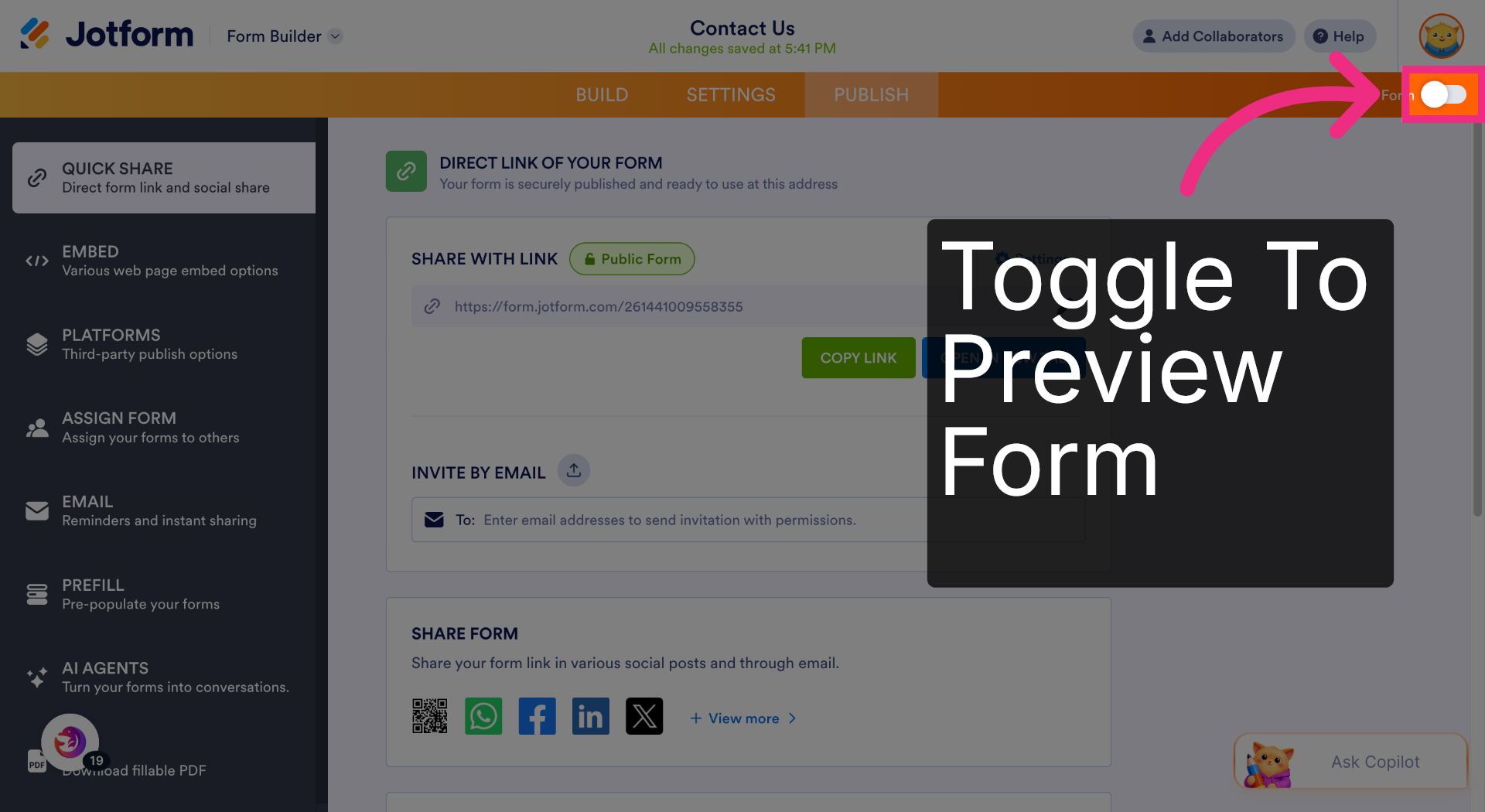 Open Form Preview