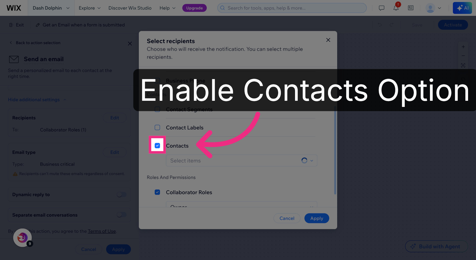 Enable Email Option