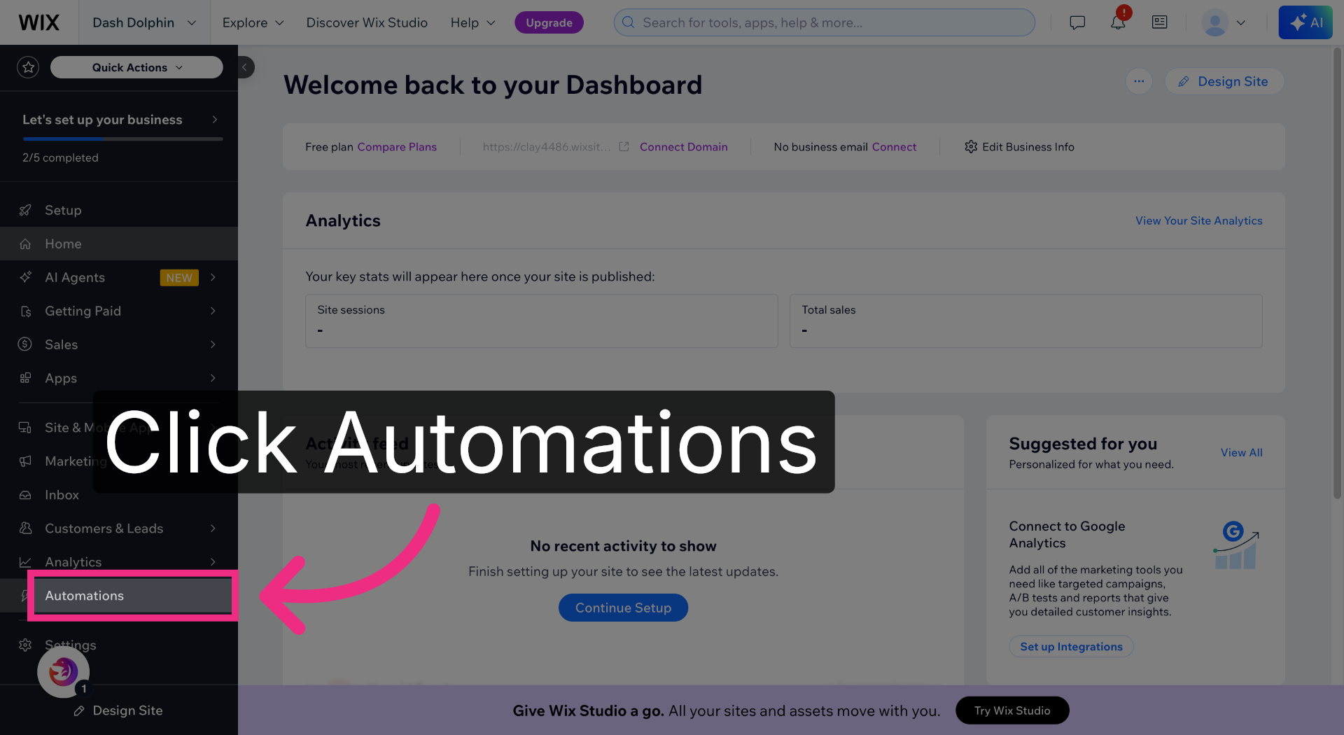 Open Automations Section