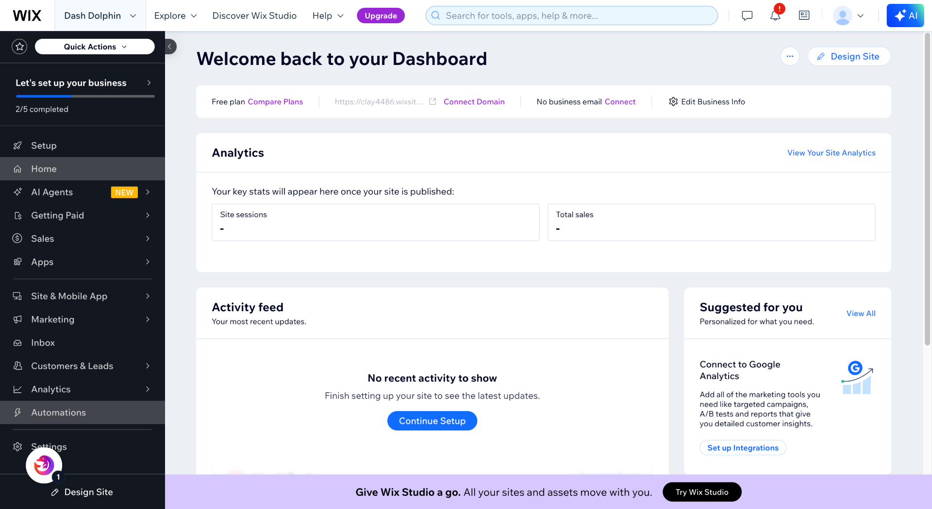 Switch To Wix Dashboard