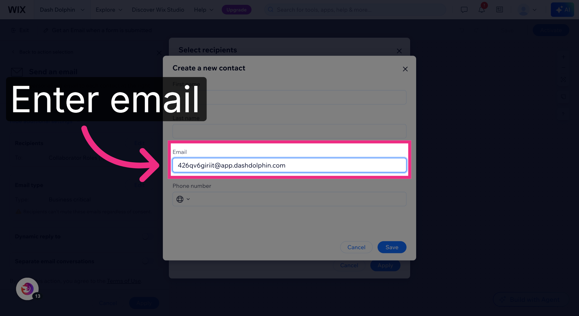 Enter Notification Email