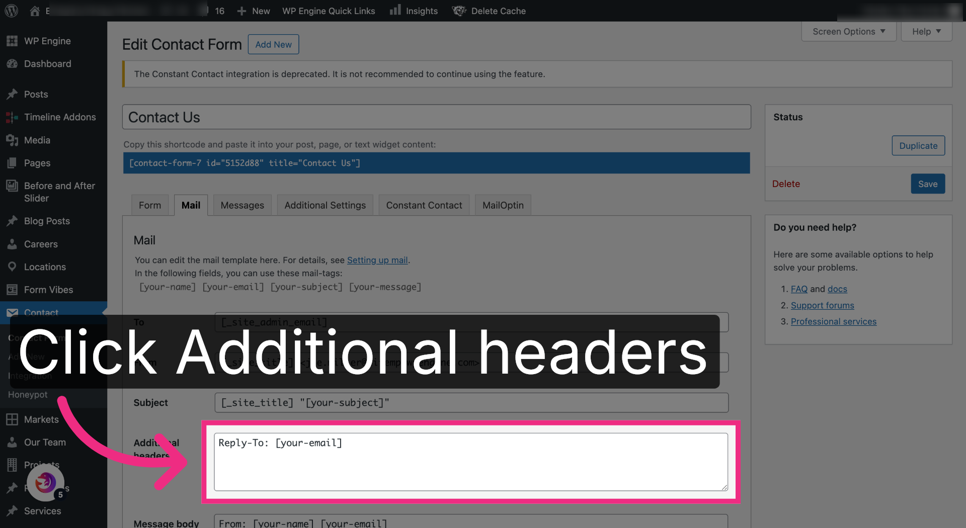 Edit Additional Headers
