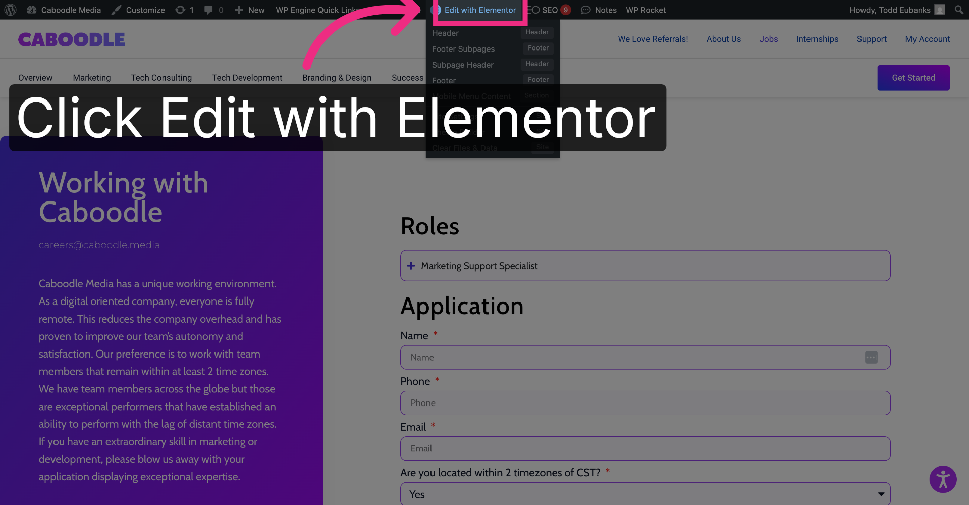 Open Elementor Editor
