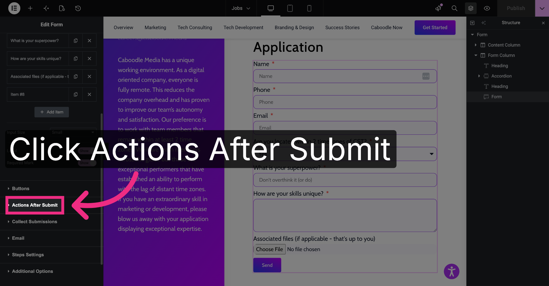 Access Actions After Submit