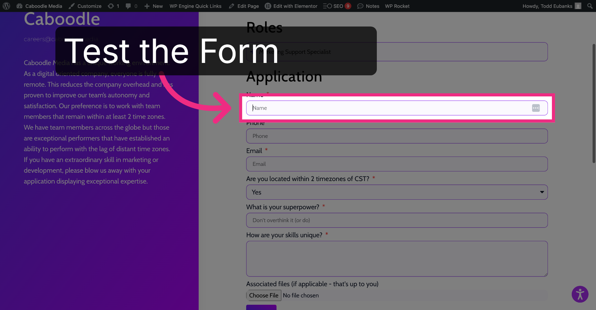 Submit Test Form
