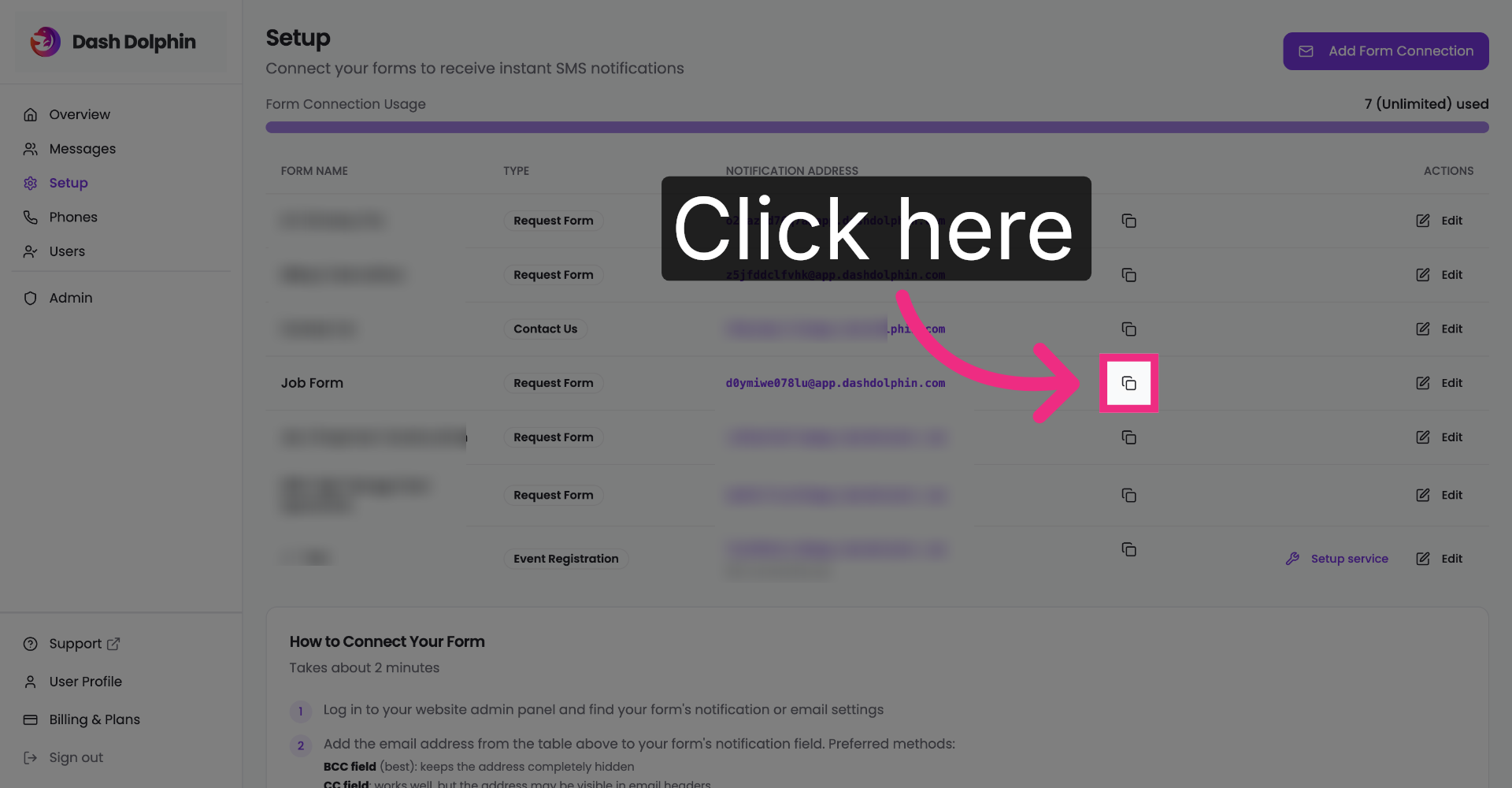 Copy Notification Email Address
