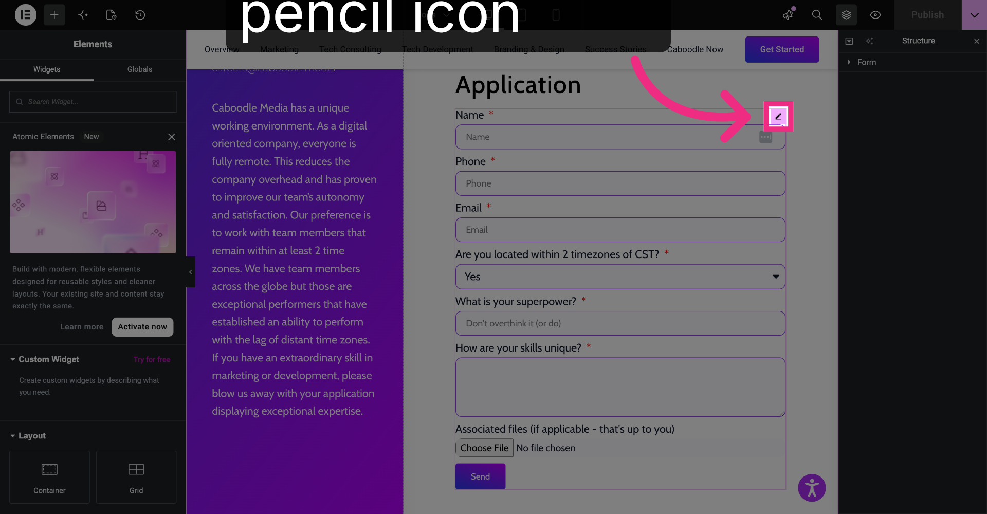 Select Target Form