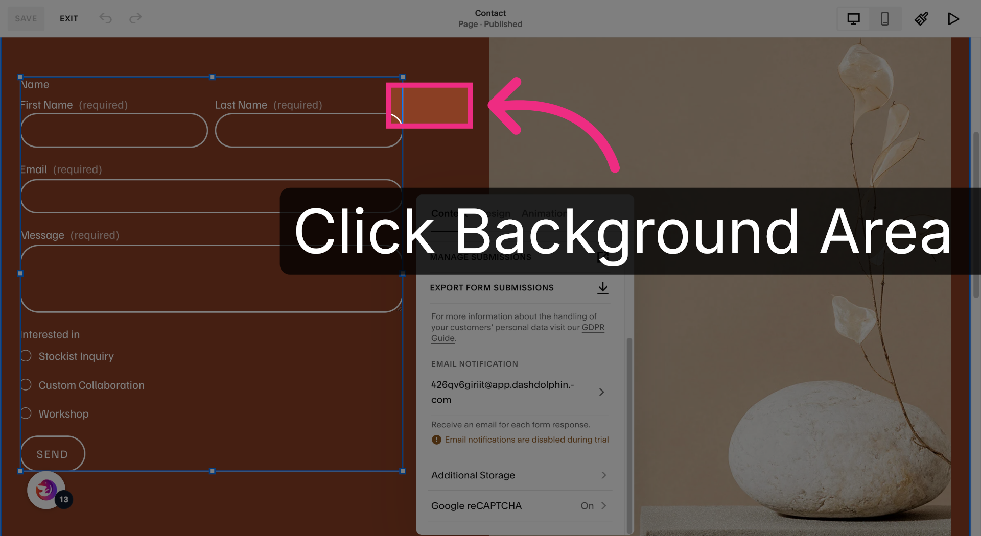 Review Contact Page Layout