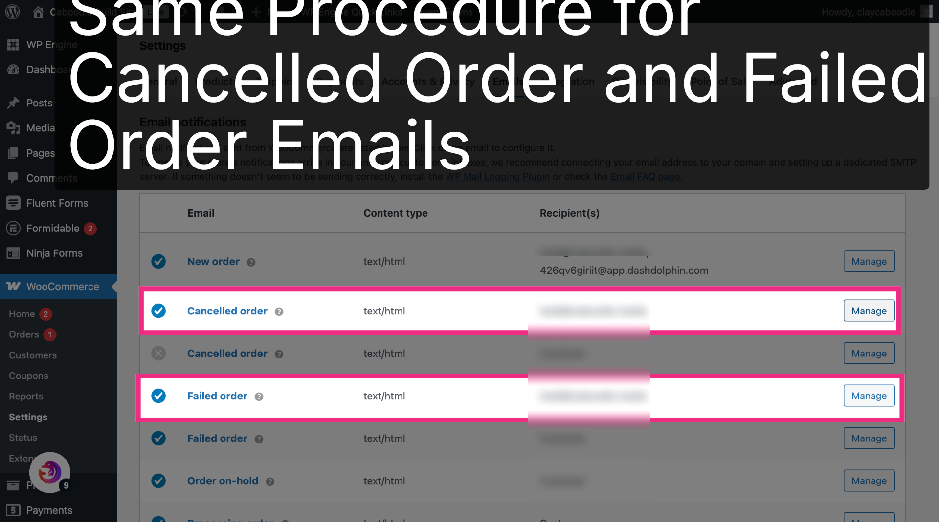 Repeat for Other Order Emails