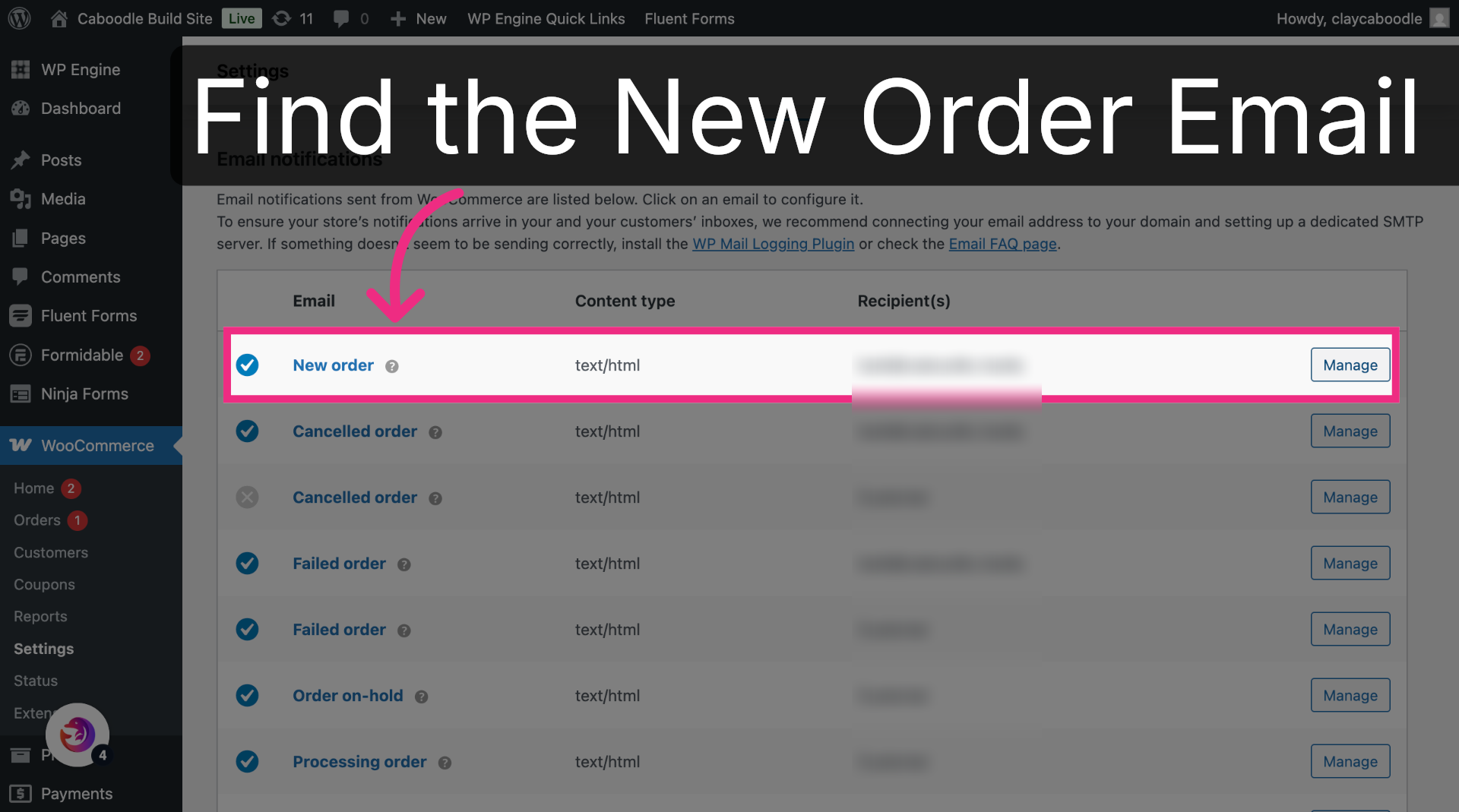 Find the New Order Email