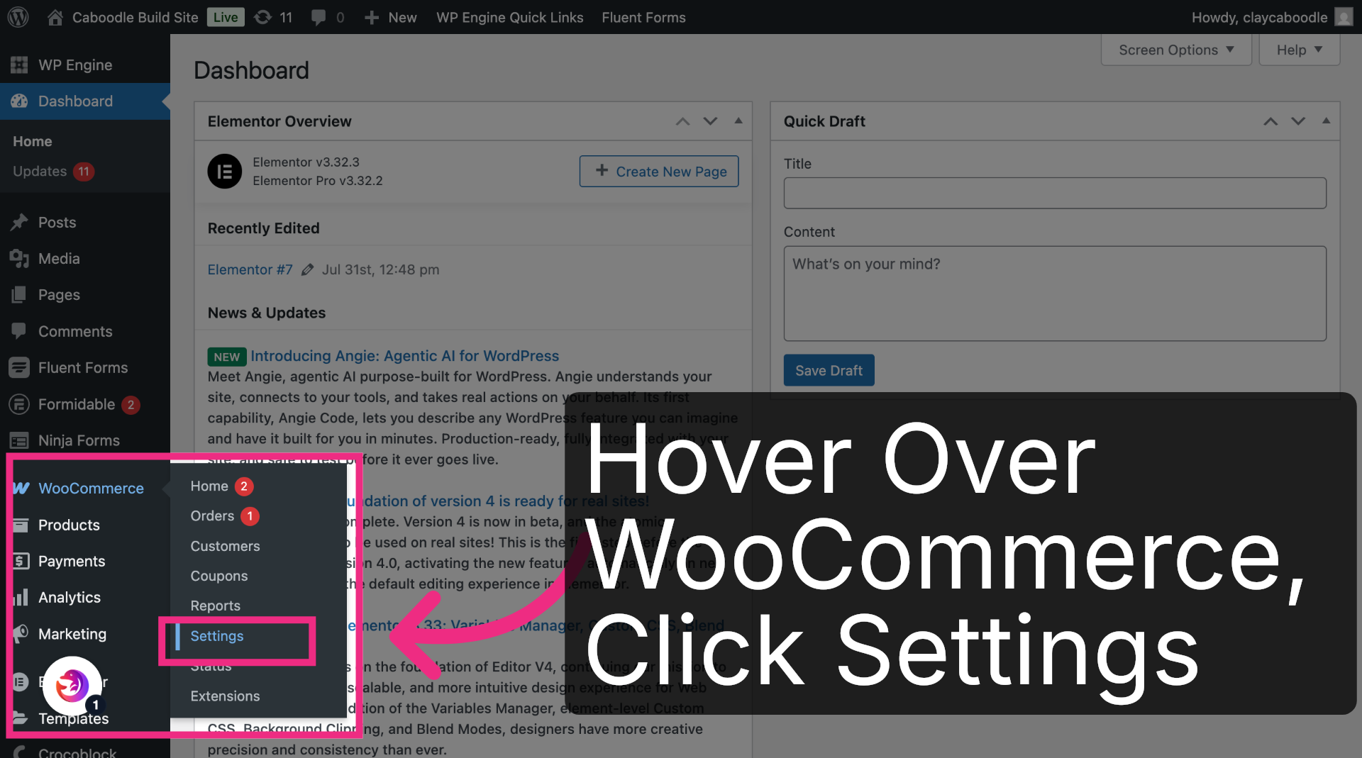 Open WooCommerce Settings