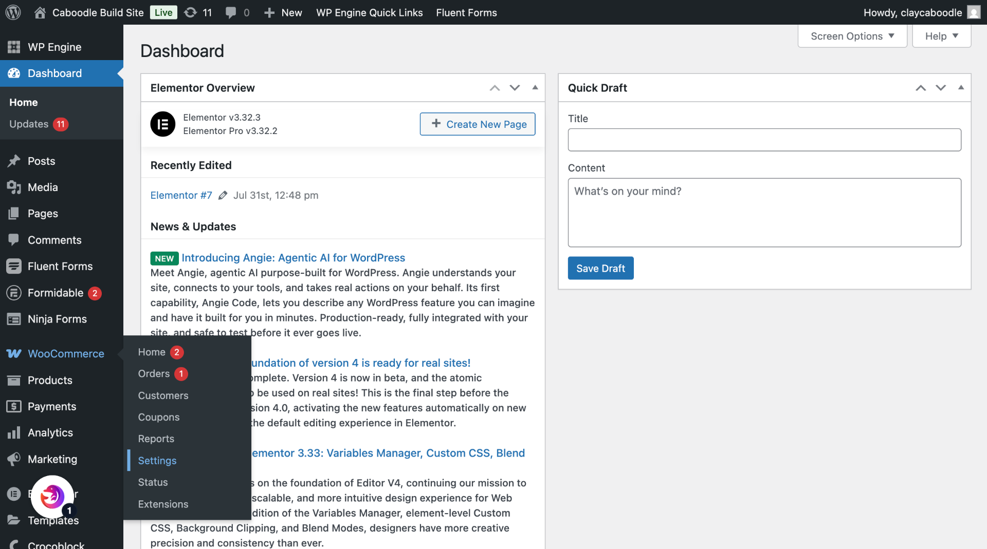 Switch to WordPress Dashboard