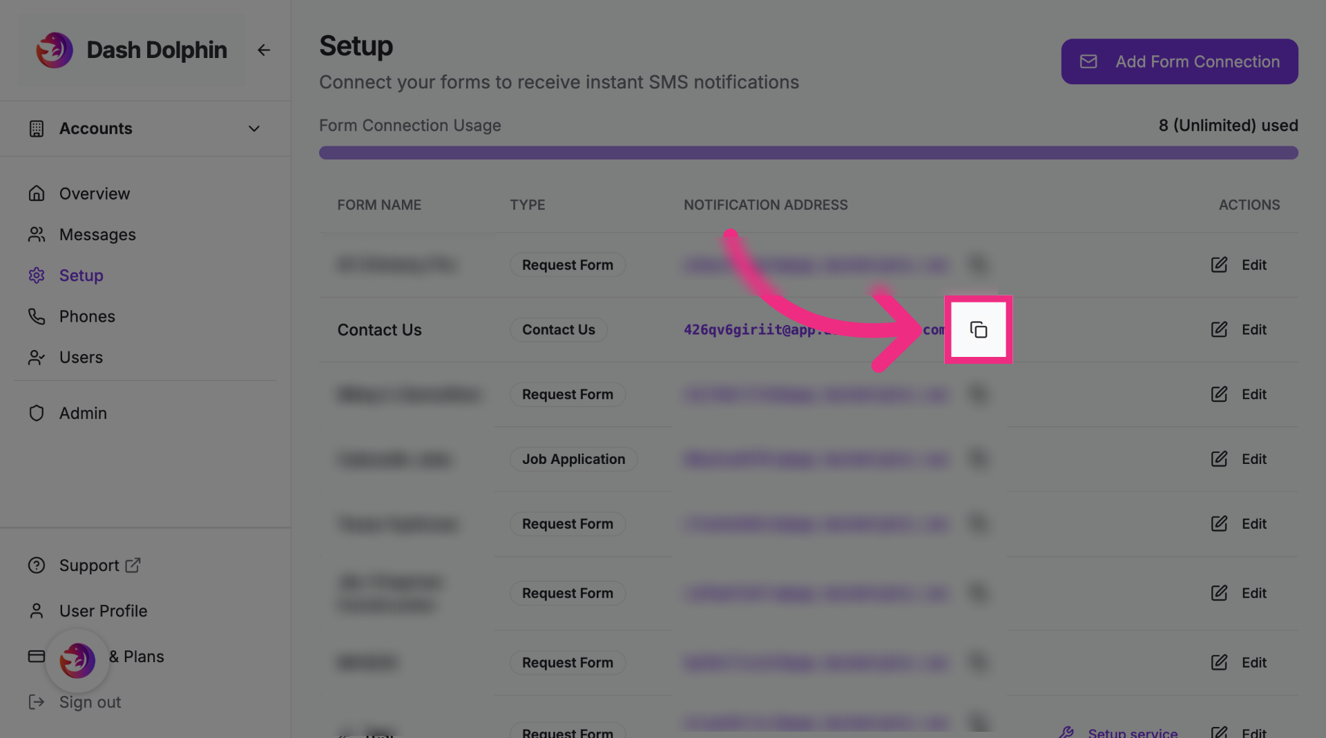 Copy Notification Email Address