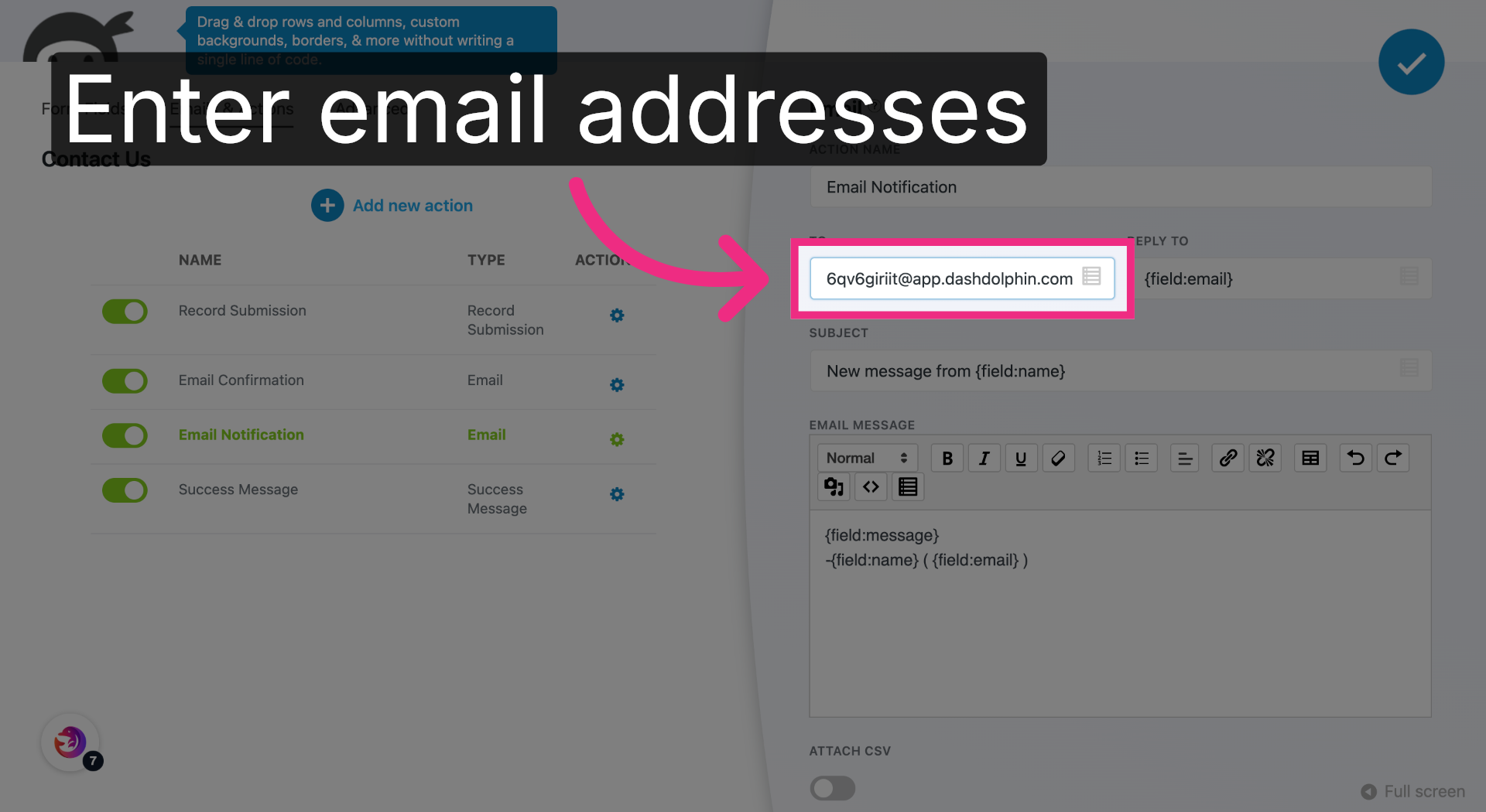 Enter Notification Emails