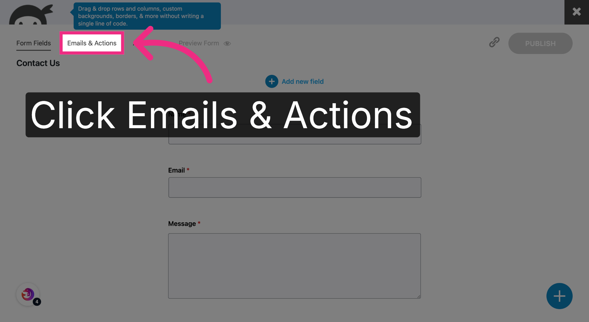 Open Emails & Actions Settings