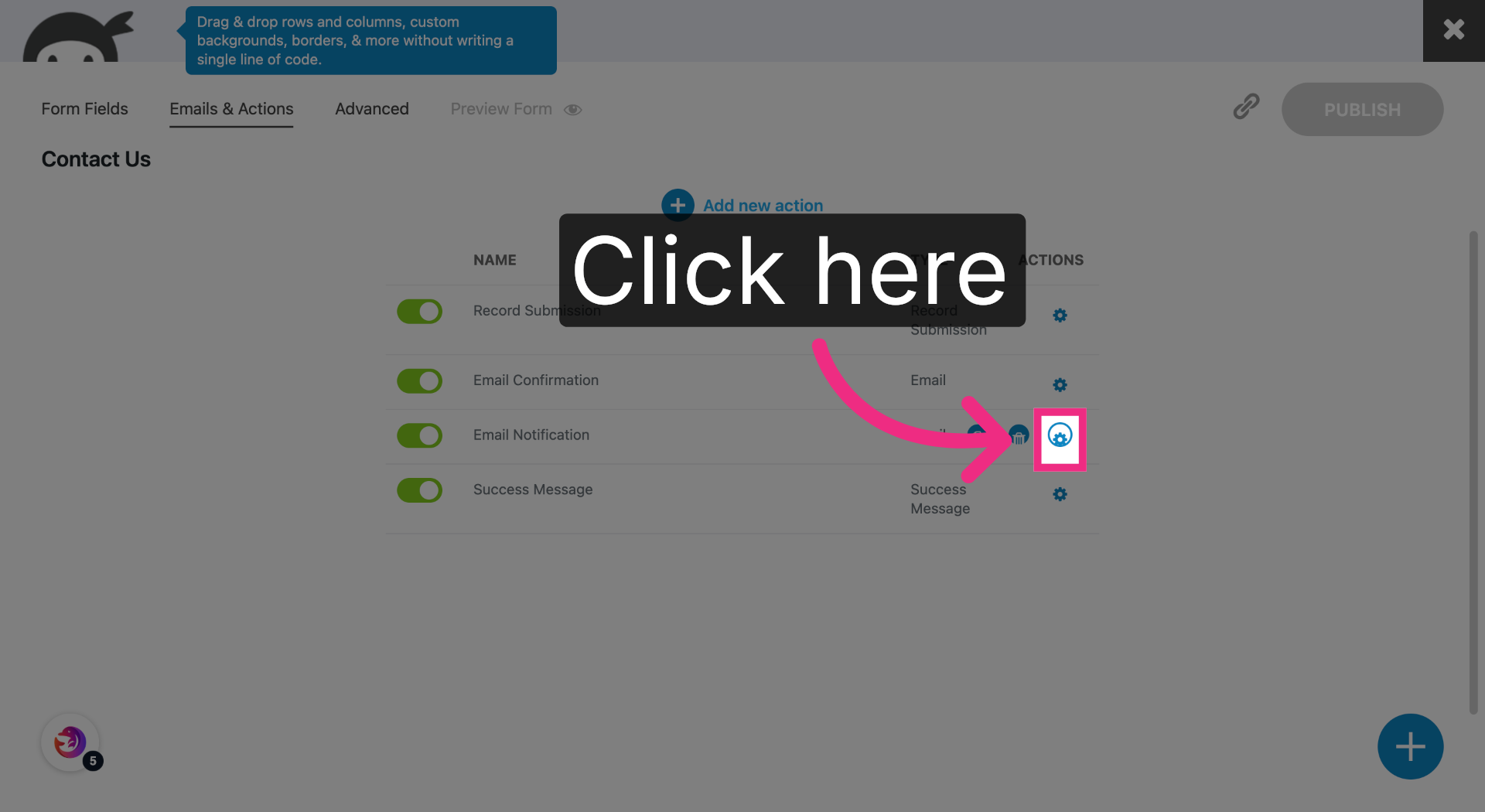 Add New Email Action