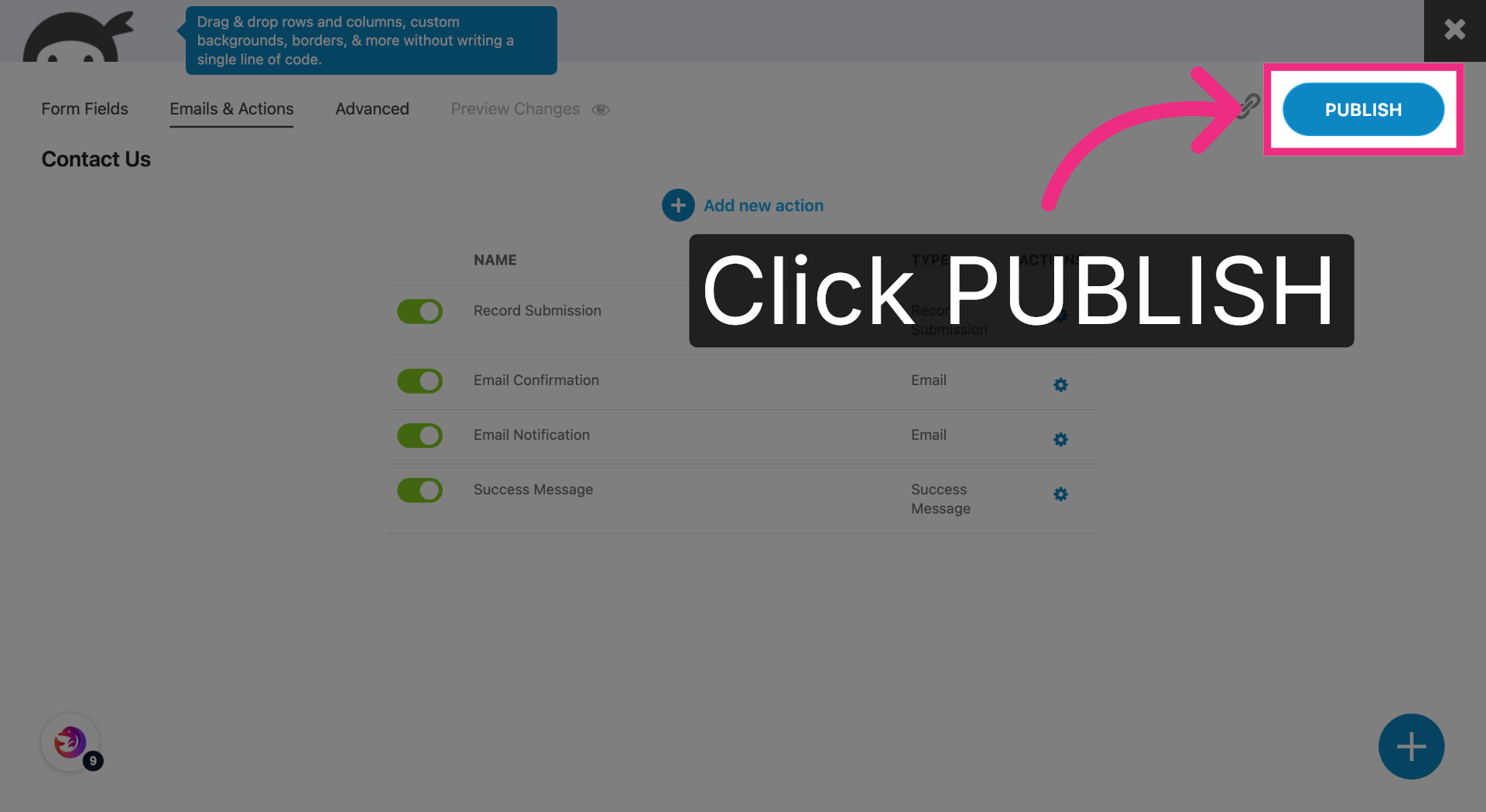 Publish Form Changes