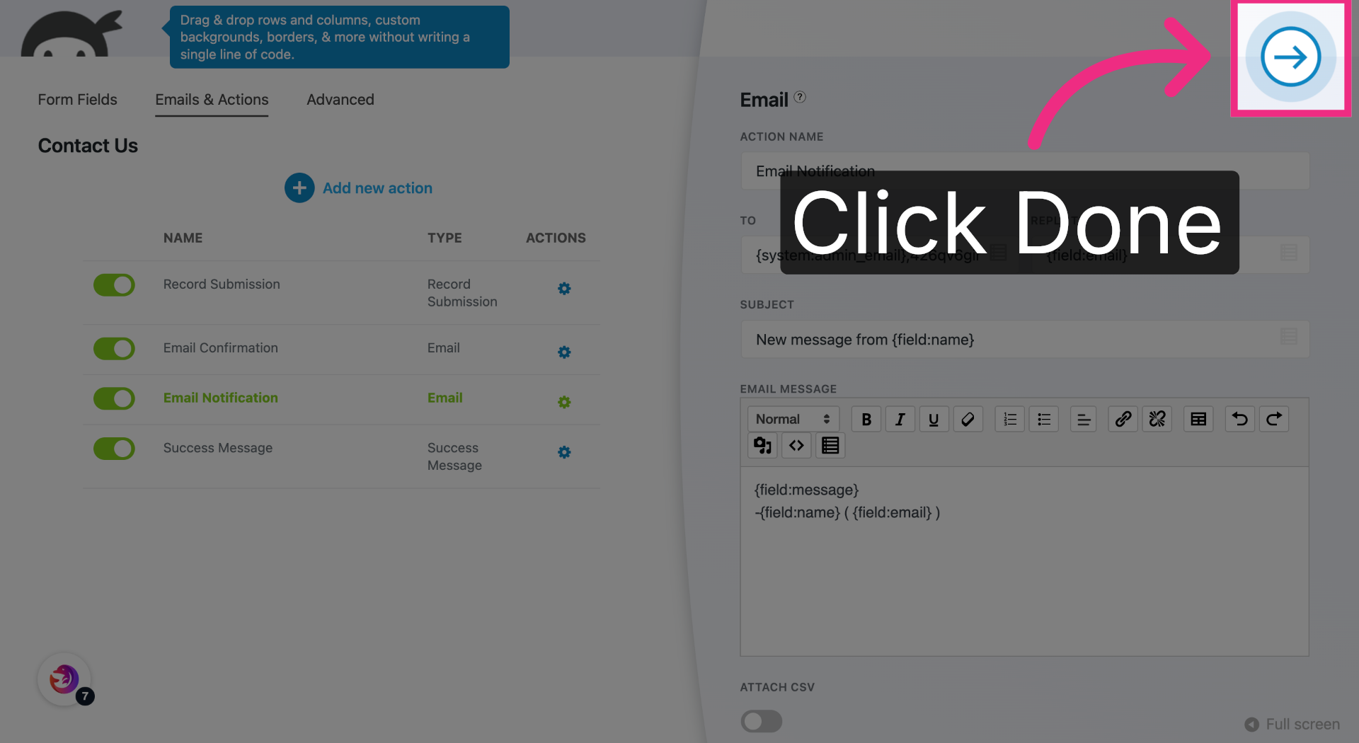 Confirm Email Settings