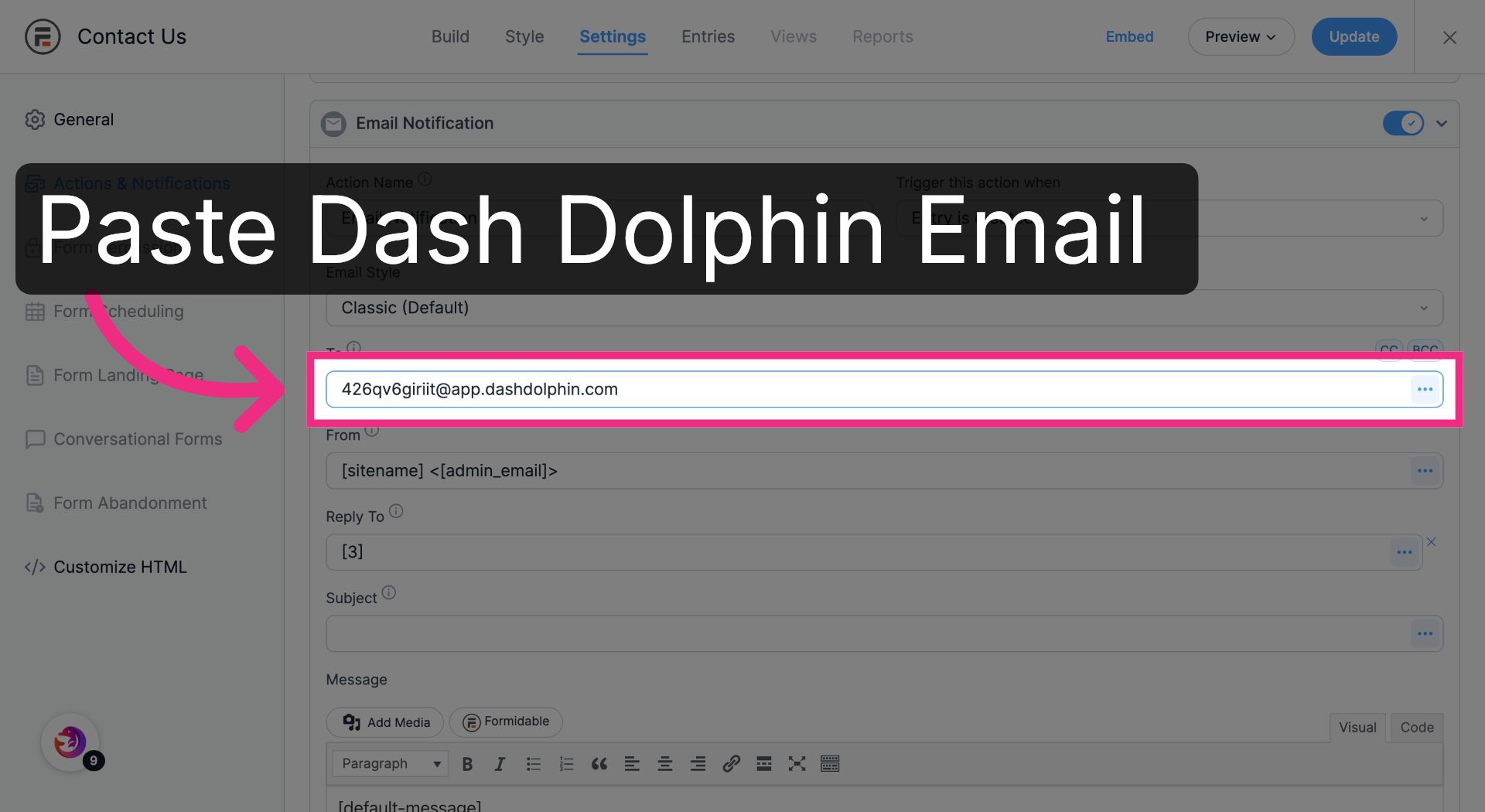 Paste Notification Email