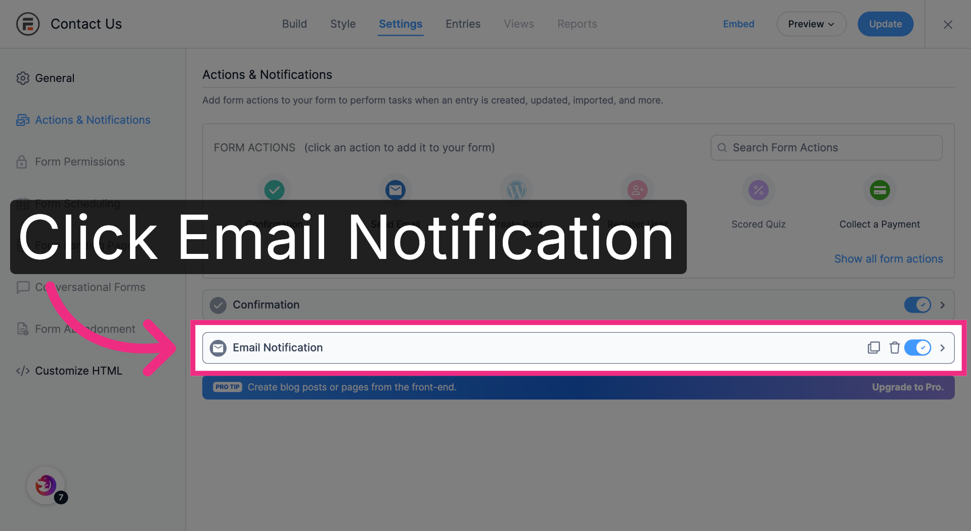 Open Email Notification