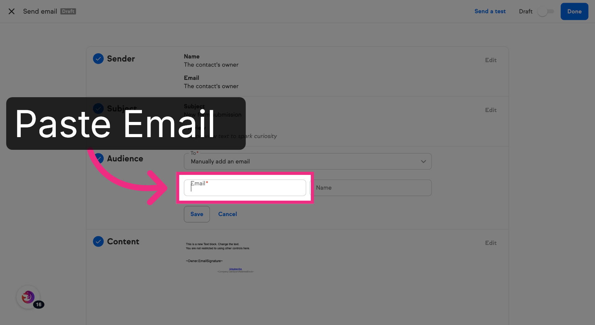 Select Email Option