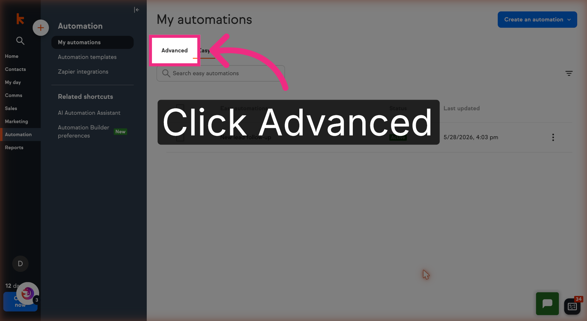 Switch to Advanced