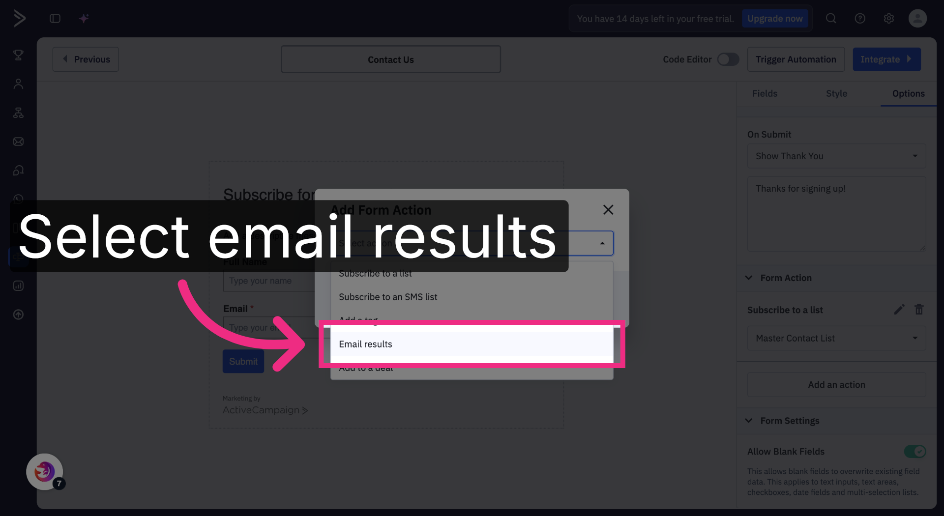 Select Email Results