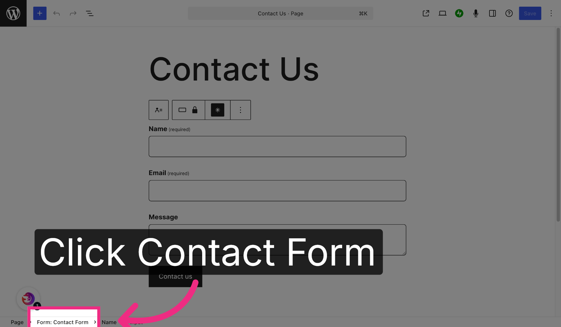 Open Contact Form Settings