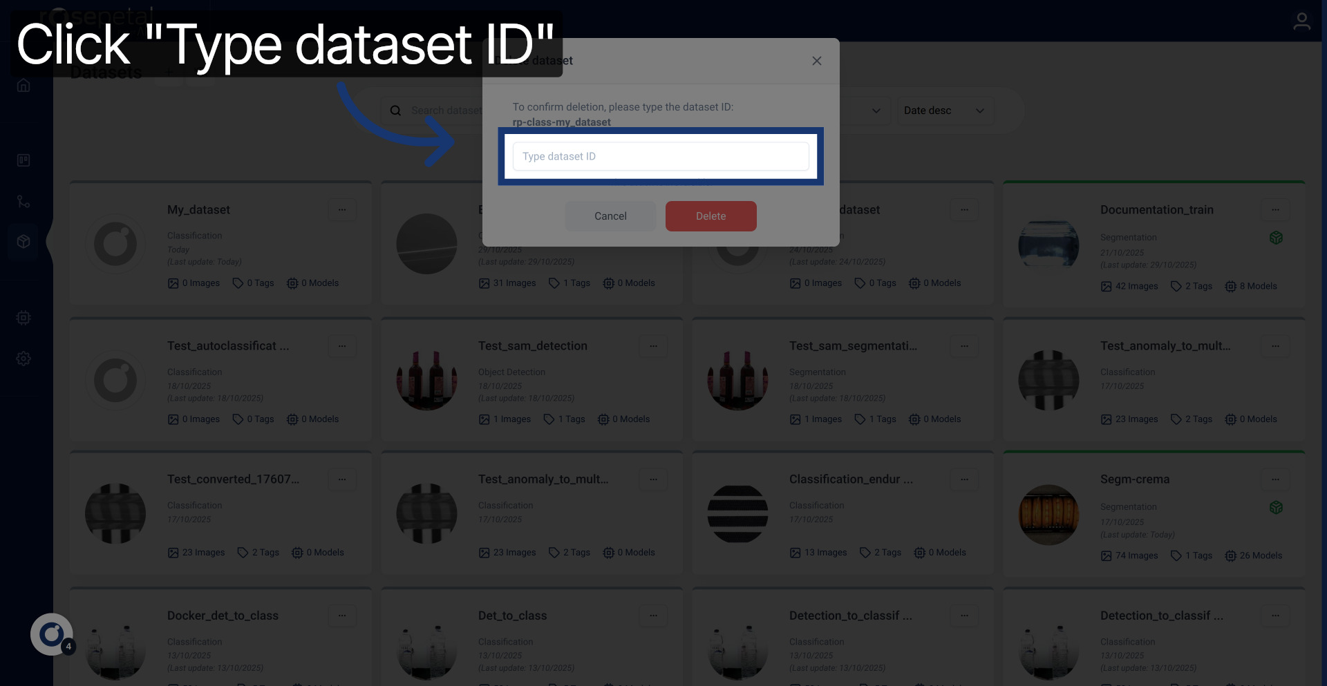 Prompt Dataset ID Entry