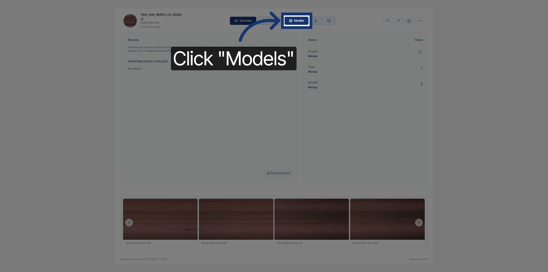 Navigate to Models Section