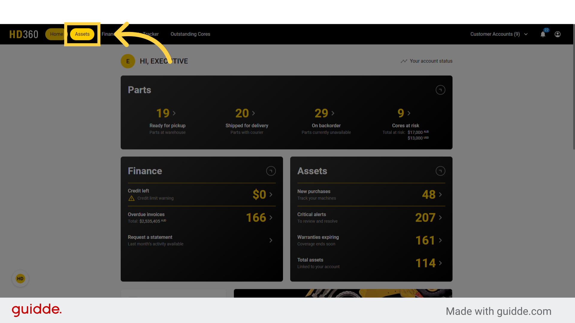 Navigate to the 'Assets' section.