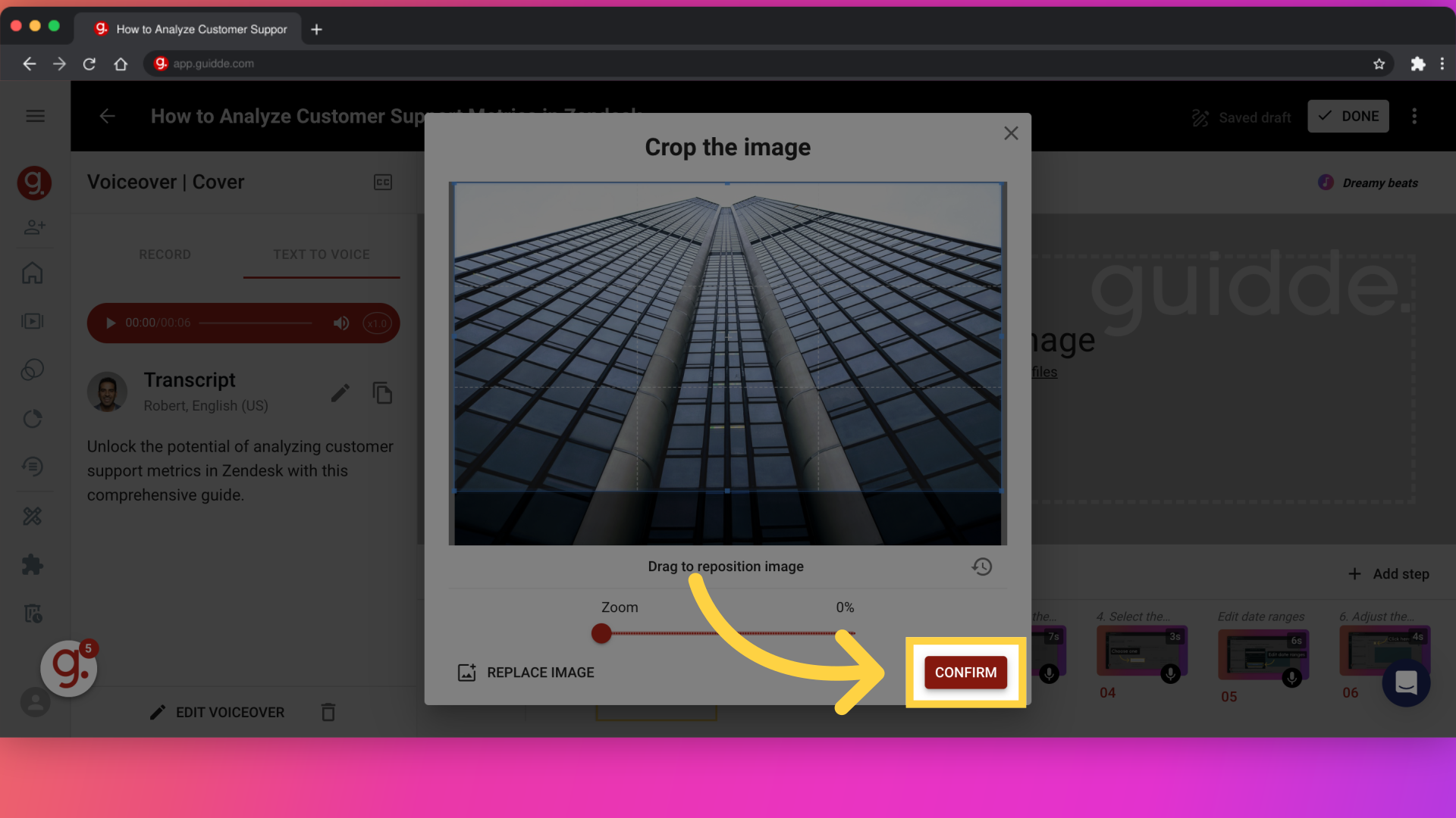 4. Crop the image and click 'Confirm'