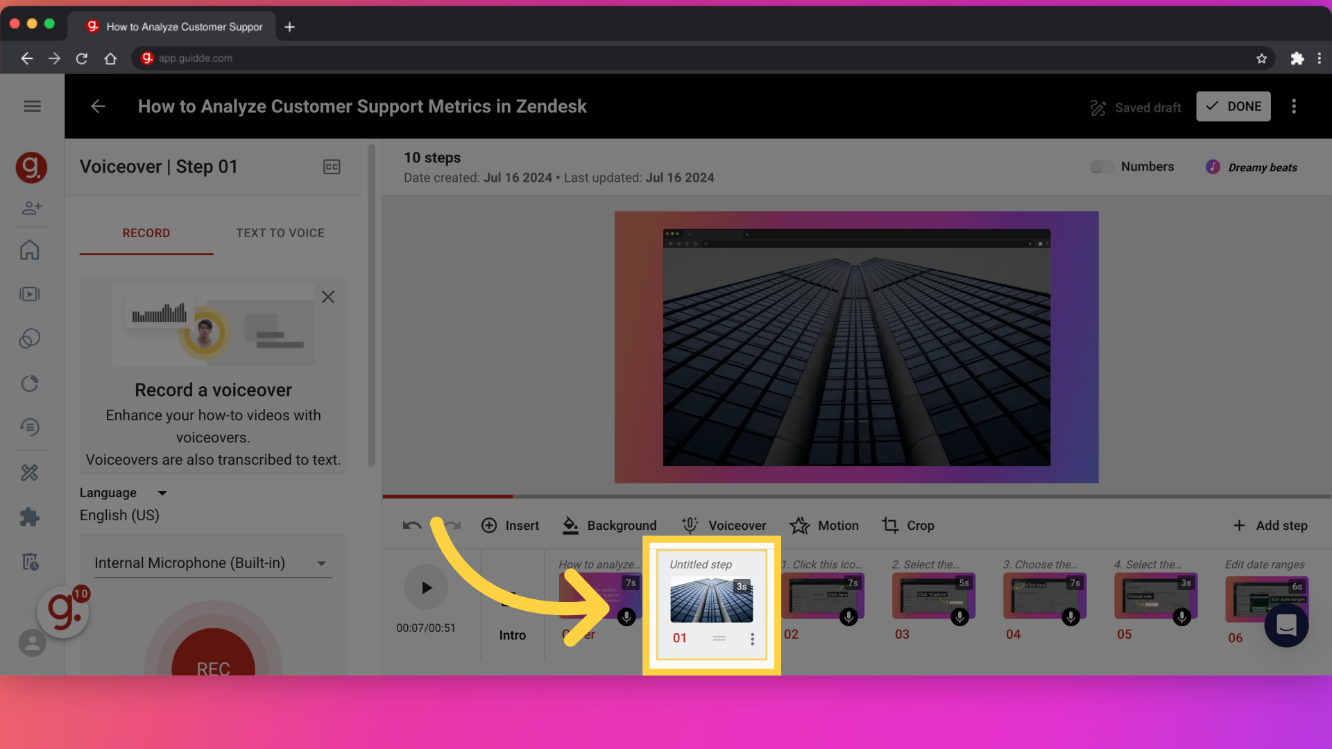 5. Review the newly added image step in your guide