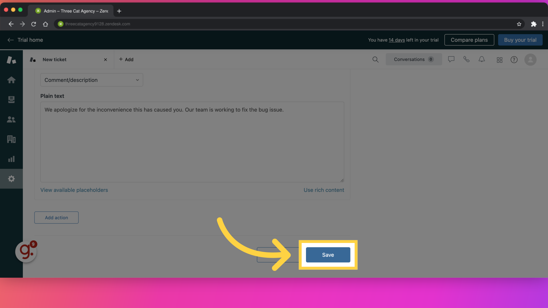 7. Save the changes made to the macro