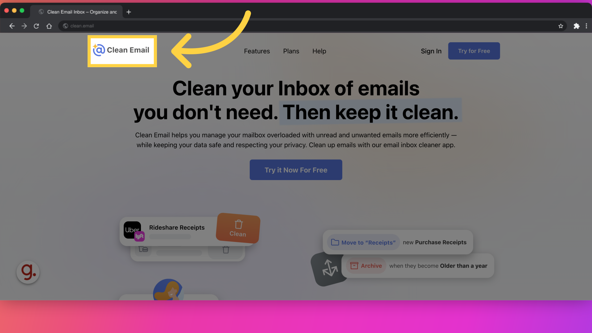 Navigate to Clean Email website