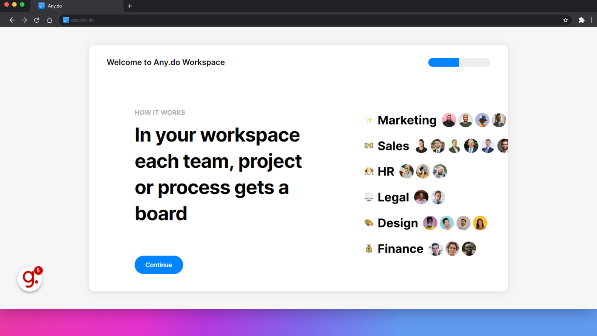 Click 'In your workspace each team, project or process gets a board'