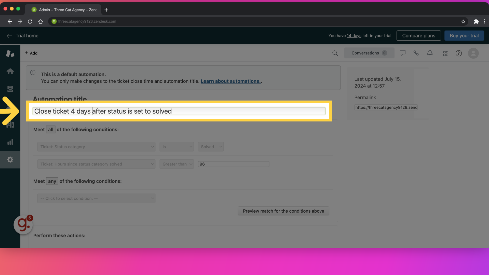 4. Confirm the automation details