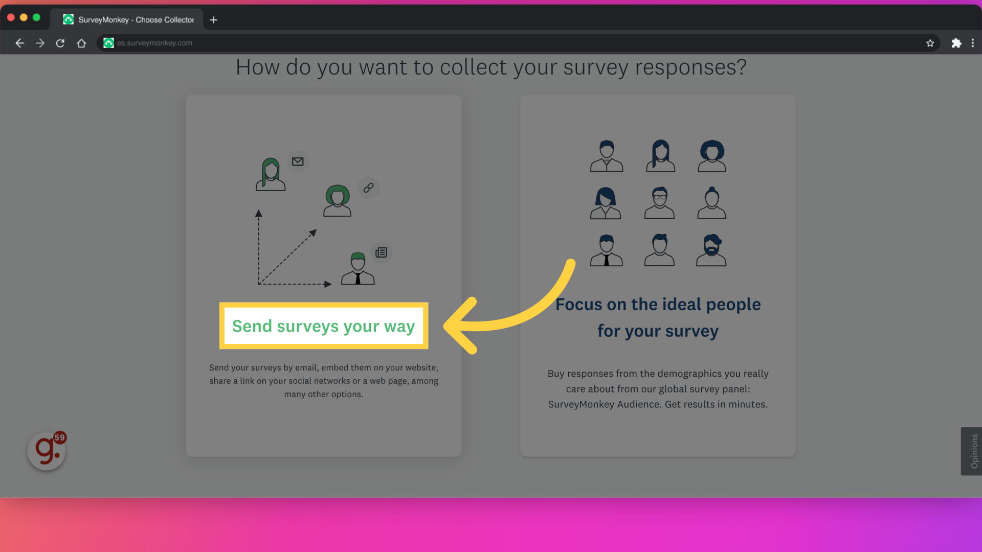 Choose the way you receive the surveys