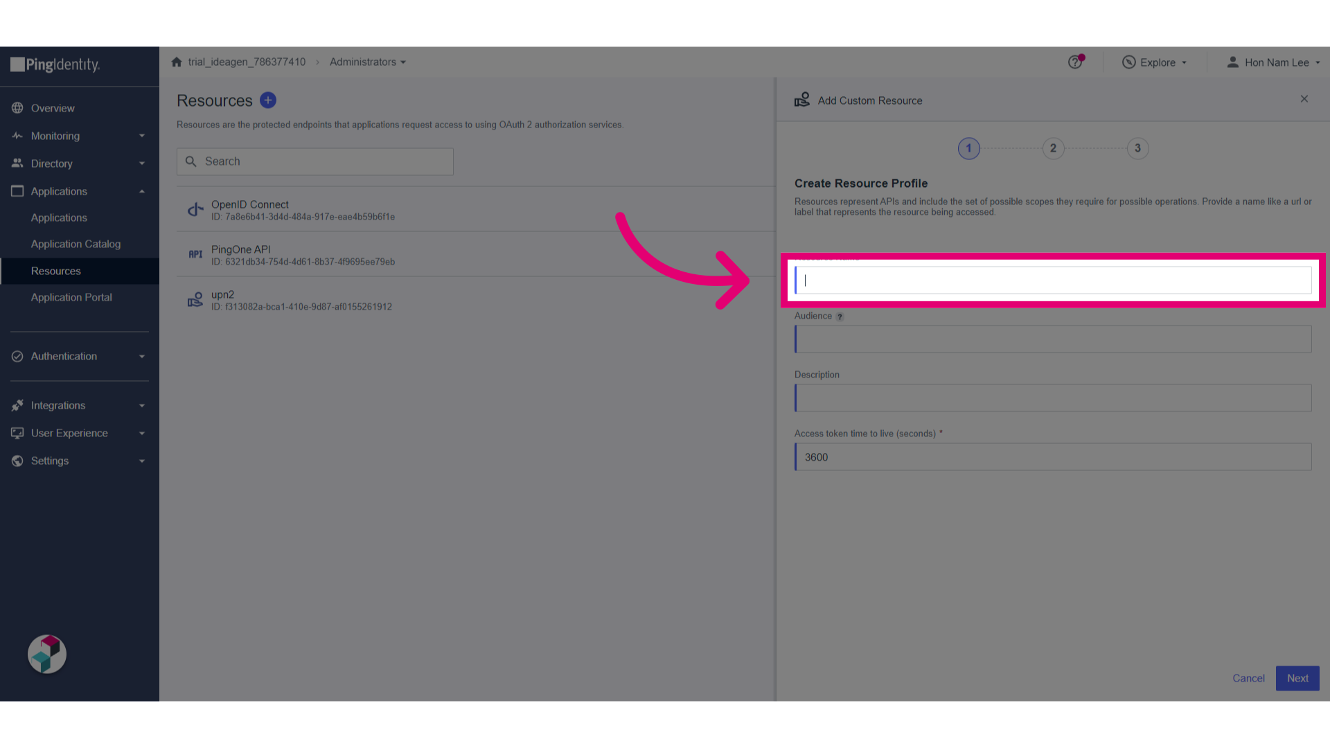 Click Resource Name