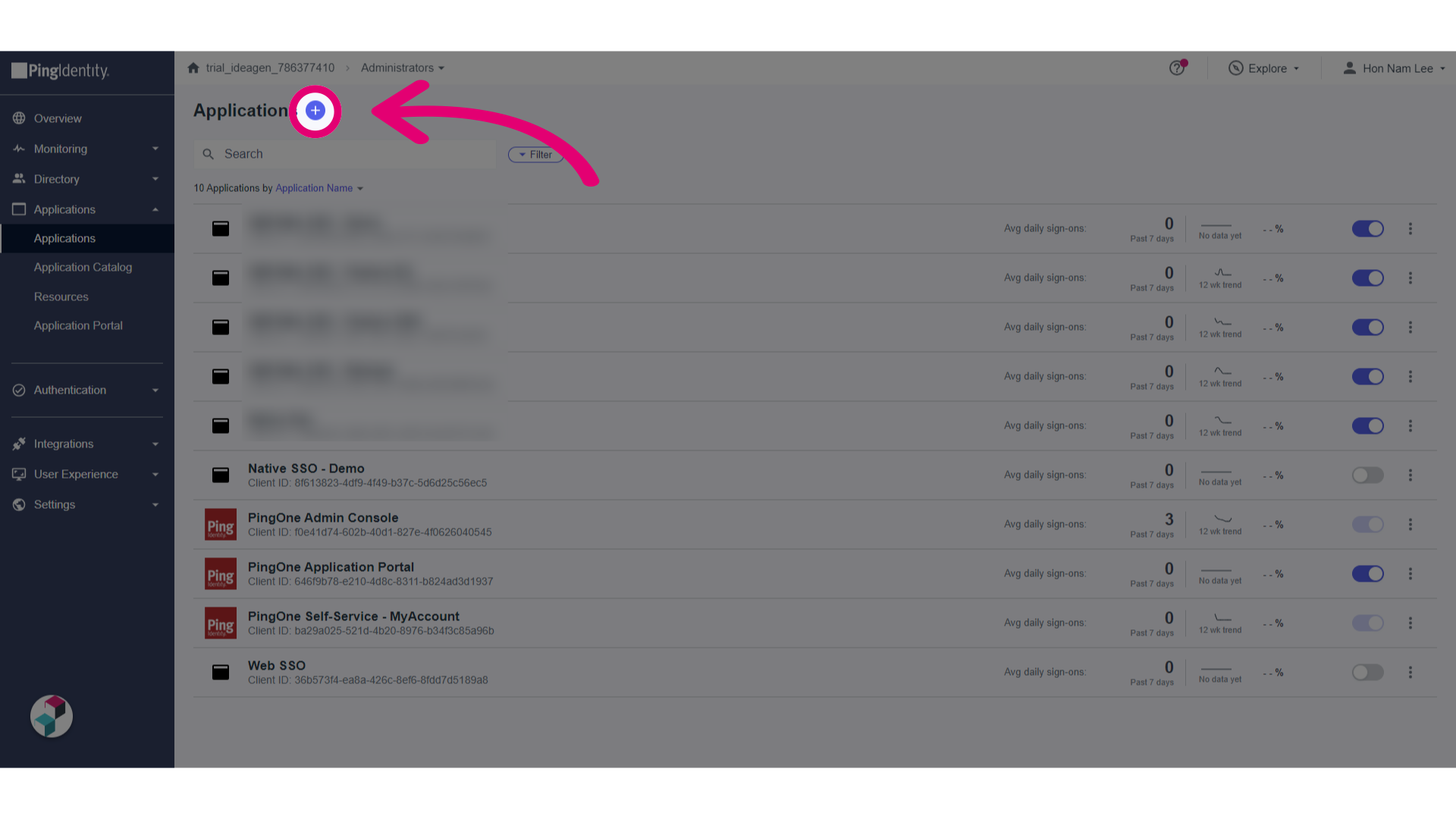 Click Add New Application
