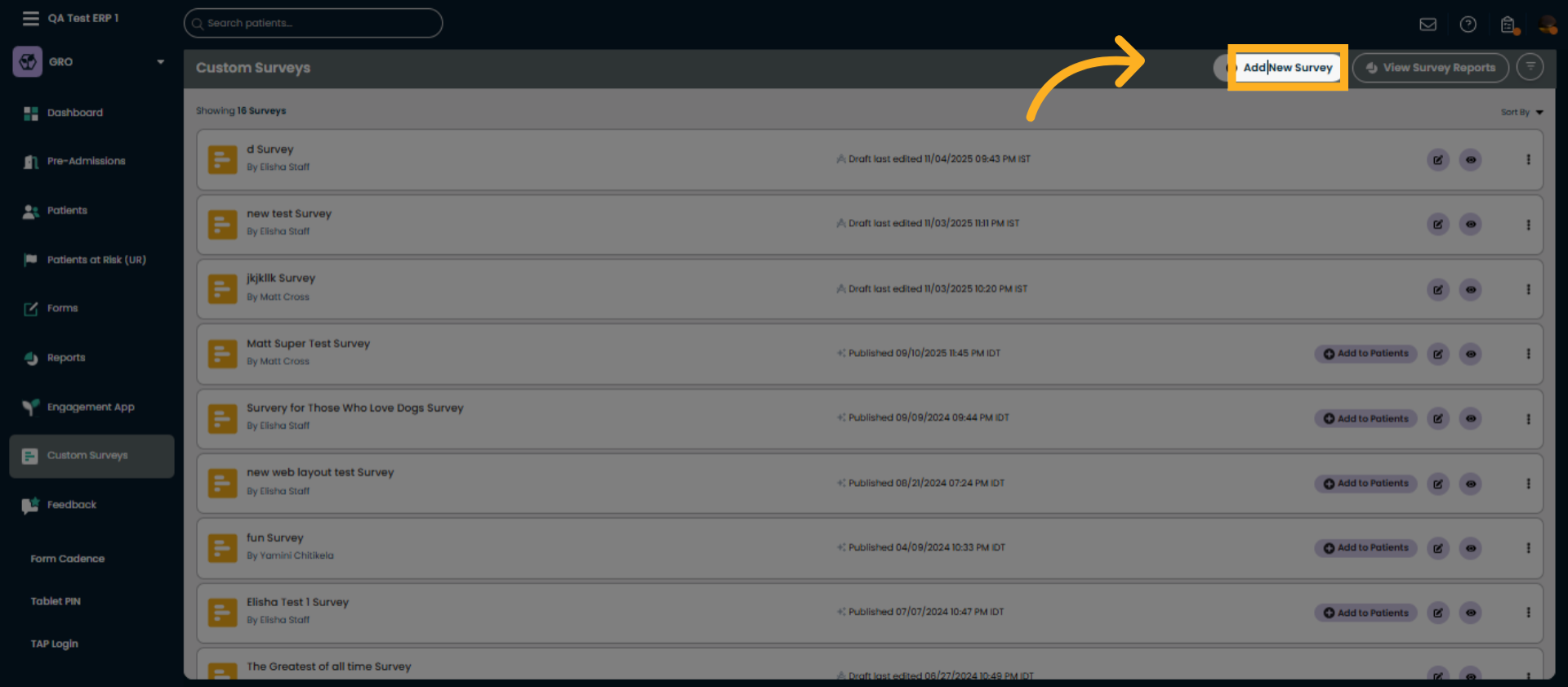 Initiate New Survey Creation