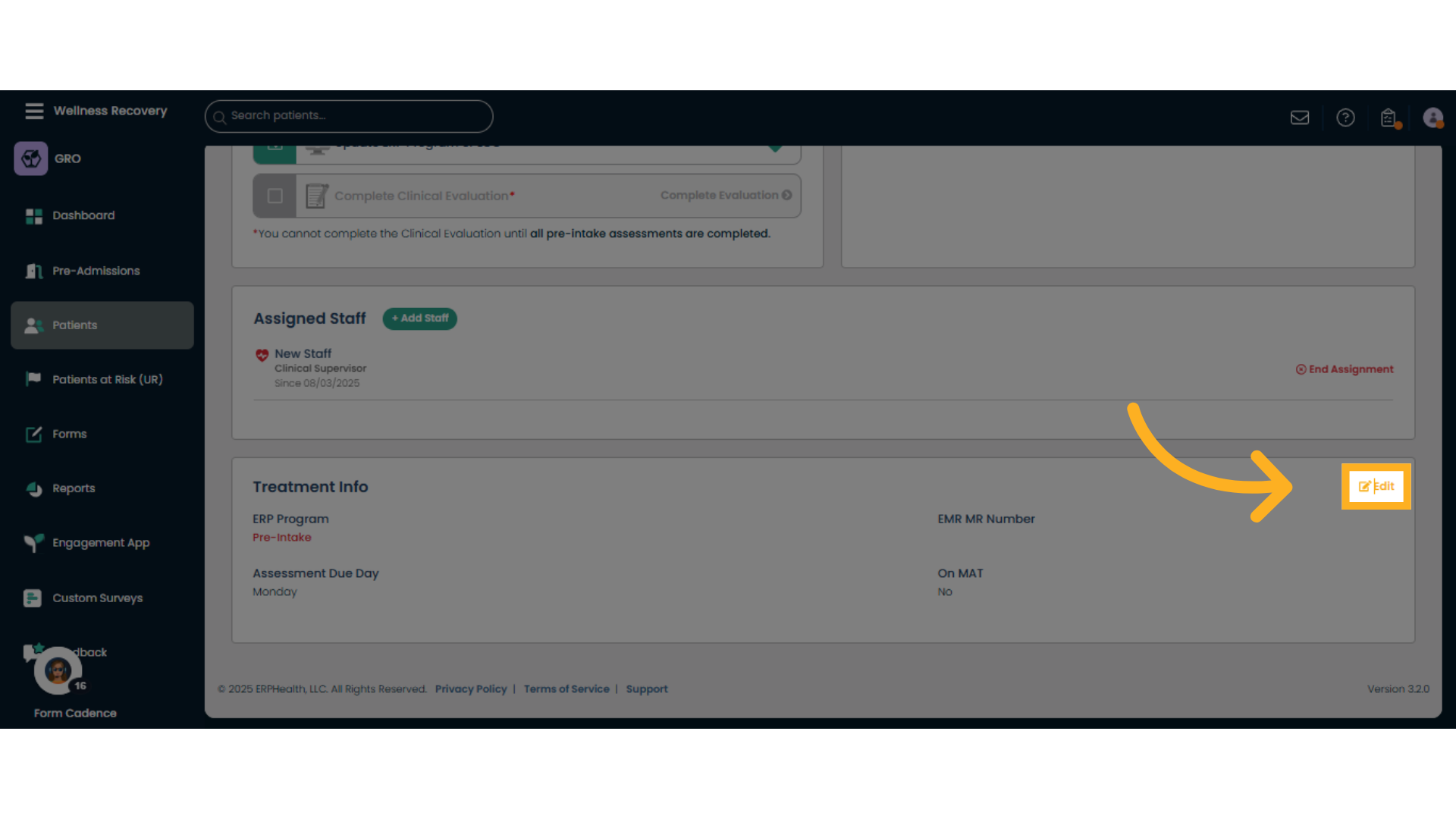 Edit Treatment Info